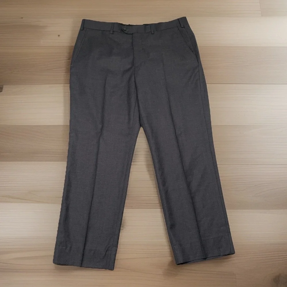 Brooks Brothers 1818 Madison Gray Trousers Wool Dress Pants 37x28 Made In Italy
